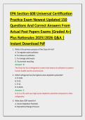 EPA Section 608 Universal Certification &NewLine;Practice Exam Newest Updated 150 &NewLine;Questions And Correct Answers From &NewLine;Actual Past Papers Exams &lpar;Graded A&plus;&rpar; &NewLine;Plus Rationales 2025&vert;2026 Q&A &vert; &NewLine;Instant Download Pdf