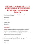 PSY 102 Exam 1 V1 &vert; PSY 102 General &NewLine;Psychology &vert; Actual Q&A with Rationale &NewLine;&lpar;PSY102 Exam 1&rpar; &vert; Grand Canyon &NewLine;University 