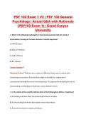 PSY 102 Exam 1 V2 &vert; PSY 102 General &NewLine;Psychology &vert; Actual Q&A with Rationale &NewLine;&lpar;PSY102 Exam 1&rpar; &vert; Grand Canyon &NewLine;University