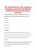 PSY 102 Final Exam V2 &vert; PSY 102 General &NewLine;Psychology &vert; Actual Q&A with Rationale &NewLine;&lpar;PSY102 Final Exam&rpar; &vert; Grand Canyon &NewLine;University 