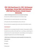 PSY 102 Final Exam V1&ndash;V3 &vert; PSY 102 General Psychology &vert; Grand Canyon University &vert; Actual Q&A with Rationale &lpar;PSY102 Final Exam&rpar;