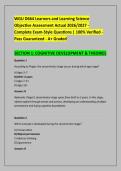 WGU D664 Learners and Learning Science &NewLine;Objective Assessment Actual 2026&sol;2027 - &NewLine;Complete Exam-Style Questions &vert; 100&percnt; Verified - &NewLine;Pass Guaranteed - A&plus; Graded 
