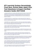 ATI Learning System Gerontology Final Quiz Questions&comma; Answers and Rationales 2027&sol;2028