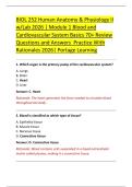 BIOL 252 Human Anatomy & Physiology II &NewLine;w&sol;Lab 2026 &vert; Module 1 Blood and &NewLine;Cardiovascular System Basics 70&plus; Review &NewLine;Questions and Answers  Practice With &NewLine;Rationales 2026&vert; Portage Learning 