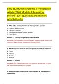BIOL 252 Human Anatomy & Physiology II &NewLine;w&sol;Lab 2026 &vert; Module 3 Respiratory &NewLine;System &vert;100&plus; Questions and Answers &NewLine;with Rationales 