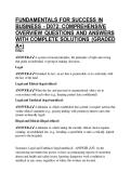 FUNDAMENTALS FOR SUCCESS IN BUSINESS - D072&colon; COMPREHENSIVE OVERVIEW QUESTIONS AND ANSWERS WITH COMPLETE SOLUTIONS &lpar;GRADED A&plus;&rpar;