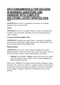 D072 FUNDAMENTALS FOR SUCCESS IN BUSINESS QUESTIONS AND ANSWERS WITH COMPLETE SOLUTIONS LATEST UPDATED 2026