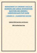 MANAGEMENT OF CORONARY VASCULAR DISORDERS AND CARDIAC INTERVENTIONS QUESTIONS AND ANSWERS &vert; CARDIOVASCULAR STUDY GUIDE