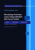  Jersey College Microbiology Final Exam Actual 2026&sol;2027 &ndash; Complete Exam-Style Questions &vert; 100&percnt; Verified &ndash; Pass Guaranteed &ndash; A&plus; Graded