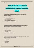 MBA 620 Final Exam Questions and Verified Answers 2025&ndash;2026 &vert; Business Strategy&comma; Finance & Competitive Analysis