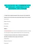 ADVANCED PSY 102&colon; COMPREHENSIVE&NewLine;PSYCHOLOGY ASSESSMENT EXAM&NewLine;QUESTIONS AND ANSWERS