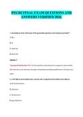 PSY102 FINAL EXAM QUESTIONS AND&NewLine;ANSWERS VERIFIED 2026