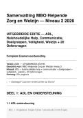 Samenvatting MBO Helpende Zorg Welzijn 2026 &plus; 20 Oefenvragen - ADL Huishoudelijk Communicatie Doelgroepen Ouderen Veiligheid Hygi&euml;ne WMO Voeding Schijf van Vijf 25&plus; Pagina's