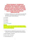 TEXAS PHARMACY TECHNICIAN &NewLine;CERTIFICATION EXAM WITH ACTUAL &NewLine;QUESTIONS AND VERIFIED ANSWERS&comma; &NewLine;PLUS EXPLAINED RATIONALES&sol;EXPERT &NewLine;VERIFIED FOR GUARANTEED 100&percnt; PASS &NewLine;2026&sol;LATEST UPDATE&sol;INSTANT &NewLine;DOWNLOAD PDF