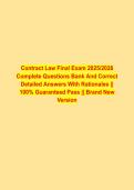 CONTRACT LAW EXAM 2026&sol;2027 &vert; COMPLETE QUESTIONS BANK WITH VERIFIED CORRECT SOLUTIONS &vert; DETAILED RATIONALES 
