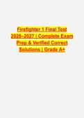 FIREFIGHTER I FINAL EXAM 2026&sol;2027 &vert; COMPLETE QUESTIONS BANK WITH VERIFIED CORRECT SOLUTIONS &vert; DETAILED RATIONALES 