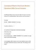 Conceptual Physics Final Exam Review Questions With Correct Answers