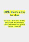 NBME BIOCHEMISTRY EXAM 2026&sol;2027 &vert;REAL EXAM QUESTIONS AND CORRECT ANSWERS WITH WELL-ELABORATED RATIONALES &vert;&vert;100&percnt; GUARANTEED PASS&excl;&excl; &vert;&vert; LATEST VERSION &vert;&vert; GRADE A&plus; &NewLine;