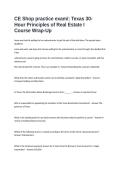 CE Shop practice Exam Questions and Answers Texas 30-Hour Principles of Real Estate Course Wrap-Up-