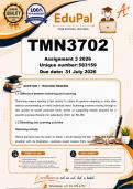 TMN3702 Assignment 3 &lpar;COMPLETE ANSWERS&rpar; 2026 - DUE 31 July 2026