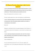 PN Pharm Practice Questions with Correct&NewLine;Answers