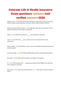 Colorado Life & Health Insurance&NewLine;Exam questions answers well&NewLine;verified answers 2026&NewLine;
