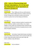 LPN - Intro to Pharmacology and Clinical Calculations&comma; Ch 14&comma; Ear and Eye Medications Exam Questions & Answers &lpar;Grade A&plus;&rpar;&period;docx&NewLine;&NewLine;