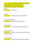 LPN - Intro to Pharmacology and Clinical Calculations Ch 2 Basics Exam Questions & Answers &lpar;Grade A&plus;&rpar;&period;docx&NewLine;&NewLine;