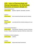 LPN - Intro to Pharmacology and Clinical Calculations&comma; Ch 19 GI Exam Questions & Answers &lpar;Grade A&plus;&rpar;&period;docx&NewLine;&NewLine;