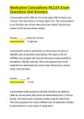 Medication Calculations NCLEX Exam Questions And Answers&period;docx&NewLine;&NewLine;