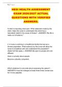 HESI HEALTH ASSESSMENT &NewLine;EXAM 2026&sol;2027 ACTUAL &NewLine;QUESTIONS WITH VERIFIED &NewLine;ANSWERS&period;