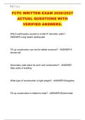 FCTC WRITTEN EXAM 2026&sol;2027 &NewLine;ACTUAL QUESTIONS WITH &NewLine;VERIFIED ANSWERS&period; 