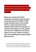 BSN 215 HESI DOSAGE CALCULATION &NewLine;EXAM TEST BANK &lpar; ACTUAL QUESTIONS &NewLine;& DETAILED RATIONALES&rpar; &ndash; GRADED A &NewLine;2026-2027