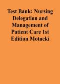 Test Bank For Nursing Delegation and Management of Patient Care 1st Edition by Motacki &lpar;Chapter 01&colon; Patient Care Management&rpar;