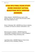 UTAH SFO FINAL EXAM STUDY &NewLine;GUIDE 2026&sol;2027 ACTUAL &NewLine;QUESTIONS WITH VERIFIED &NewLine;ANSWERS&period;
