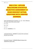 WGU C784 - APPLIED &NewLine;HEALTHCARE STATISTICS &NewLine;OBJECTIVE ASSESSMENT &num;1 &NewLine;EXAM 2026&sol;2027 ACTUAL &NewLine;QUESTIONS WITH VERIFIED &NewLine;ANSWERS&period; 