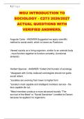 WGU INTRODUCTION TO &NewLine;SOCIOLOGY - C273 2026&sol;2027 &NewLine;ACTUAL QUESTIONS WITH &NewLine;VERIFIED ANSWERS&period;