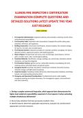 ILLINOIS FIRE INSPECTOR II CERTIFICATION &NewLine;EXAMINATION COMPLETE QUESTIONS AND &NewLine;DETAILED SOLUTIONS LATEST UPDATE THIS YEAR &NewLine;JUST RELEASED