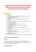 FLORIDA DRIVER LICENSE KNOWLEDGE EXAMINATION &NewLine;COMPLETE QUESTIONS AND DETAILED SOLUTIONS &NewLine;LATEST UPDATE THIS YEAR JUST RELEASED