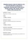 PHARMACOLOGY NURS 251 MODULE 1 TO &NewLine;10 EXAM &lpar;2026&sol;2027&rpar; Comprehensive &NewLine;Examination &vert; Questions with Verified Answers &NewLine;Portage Learning &vert; ABC Nursing &vert; Geneva &NewLine;College &vert; 100&percnt; Guarantee Pass