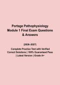 Portage Pathophysiology Module 1&lpar; 2026&ndash;2027&rpar; Questions & Answers &vert; Complete Practice Test &vert; Verified Correct Solutions &vert; Latest Version