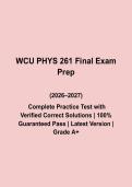 WCU PHYS 261 Final Exam 2026&ndash;2027 Questions & Answers &vert; Complete Practice Test &vert; Verified Correct Solutions &vert; Latest Version