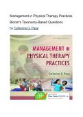 TEST BANK for&NewLine;Management in Physical Therapy Practices 2nd Edition&NewLine;Bloom's Taxonomy-Based Questions Chapters&lbrace;1-20 &rcub;&NewLine;by Catherine G&period; Page&NewLine;