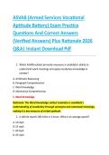 ASVAB &lpar;Armed Services Vocational &NewLine;Aptitude Battery&rpar; Exam Practice &NewLine;Questions And Correct Answers &NewLine;&lpar;Verified Answers&rpar; Plus Rationale 2026 &NewLine;Q&A&vert; Instant Download Pdf  