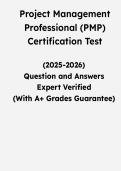 Project Management Professional PMP Certification Test &vert; Questions & Verified Answers &vert; Comprehensive PMP Exam Review Study Guide PDF &vert; 2026