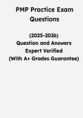 PMP Practice Exam Questions &vert; Questions & Verified Answers &vert; Comprehensive Project Management Professional Certification Exam Review Study Guide PDF &vert; 2026