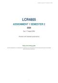 LCR4805 Assignment 1 Semester 2 2026 BUY QUALITY with explanations