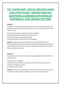 NYC SUPERVISOR I &lpar;SOCIAL SERVICES&rpar; EXAM 2026 STUDY GUIDE &vert; VERIFIED PRACTICE QUESTIONS & ANSWERS WITH DETAILED RATIONALES &vert; CIVIL SERVICE TEST PREP&NewLine;