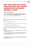 AHIP FINAL EXAM 2027 ACTUAL  EXAM QUESTIONS AND CORRECT  ANSWERS WITH RATIONALES  GRADED A&plus; LATEST