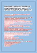 CPXP EXAM STUDY GUIDE 2026 LATEST&NewLine;UPDATE QUESTIONS AND CORRECT&NewLine;VERIFIED ANSWERS ALREDY GRADED A&plus;